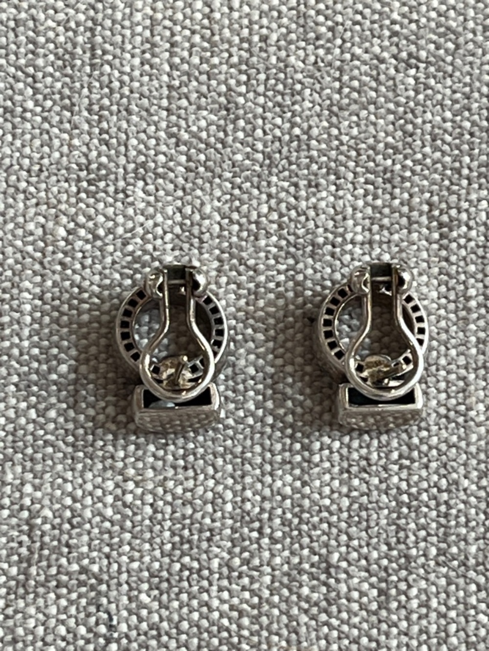 Sterling silver Caviar beaded circle earrings with a bar that details the LAGOS - Picture 2 of 9